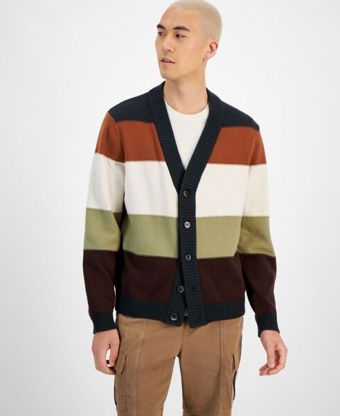 Men's Charles Colorblocked Button-Front Cardigan Sweater, Created for Macy's