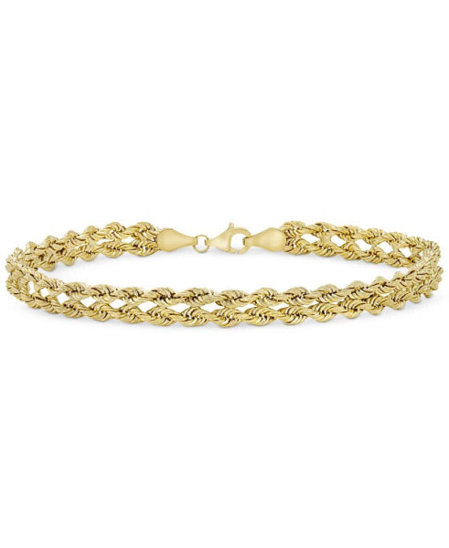 Double Row Twisted Heart Link Bracelet in 14k Gold