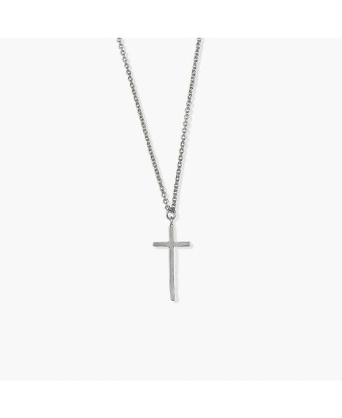 Silver Thin Long Cross Necklace