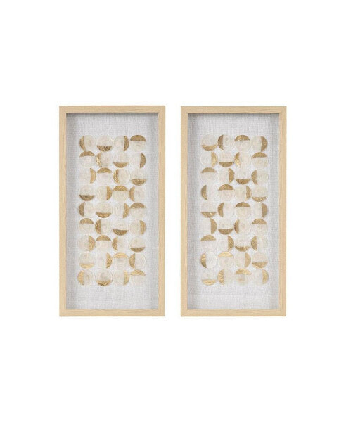 Aurelian Emblem Natural Capiz With Gold Foil 2-Piece Shadowbox Wall Decor Set