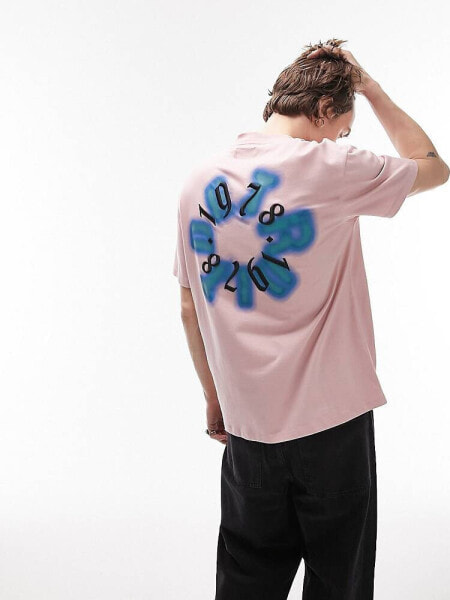 Topman – Oversize-T-Shirt in Rosa mit „1978 Detroit“-Stickerei