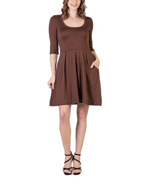 Women's Three Quarter Sleeve Mini Dress