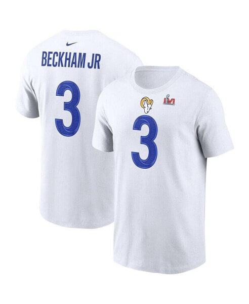 Men's Odell Beckham Jr. White Los Angeles Rams Super Bowl LVI Name Number T-shirt