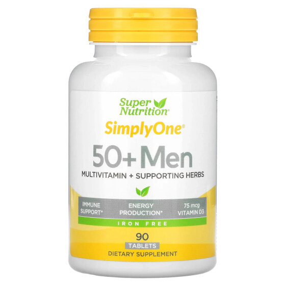 SimplyOne, Men's 50+ Multivitamin with Supporting Herbs, Iron Free, 90 Tablets