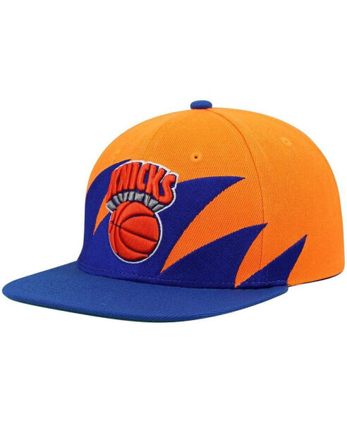 Men's Orange, Blue New York Knicks Hardwood Classics Sharktooth Snapback Hat