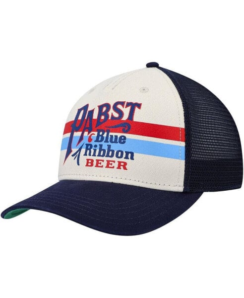 Men's Cream, Navy Pabst Blue Ribbon Sinclair Snapback Hat