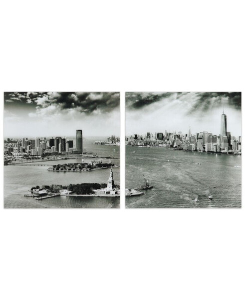 New York Skyline A B Frameless Free Floating Tempered Glass Panel Graphic Wall Art, 36" x 36" x 0.2"