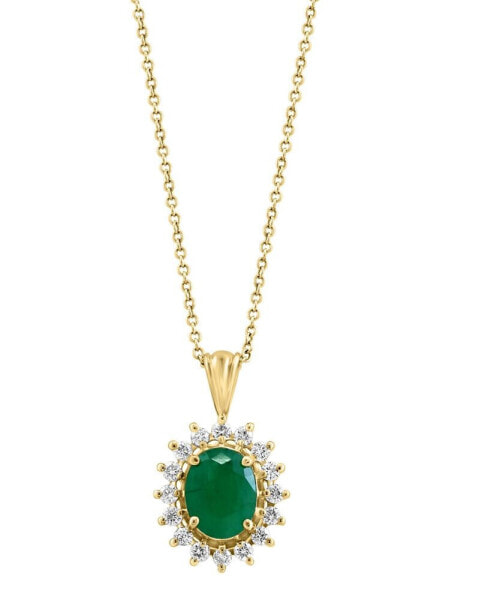 Royalty Inspired by EFFY® Sapphire (1-9/10 ct. t.w.) and Diamond (3/8 ct. t.w.) Oval Pendant in 14k White Gold and 14k Yellow Gold, Created for Macy's (Also available in Emerald)