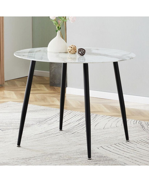 Sturdy Marble-Style Desk with Stable Metal Legs