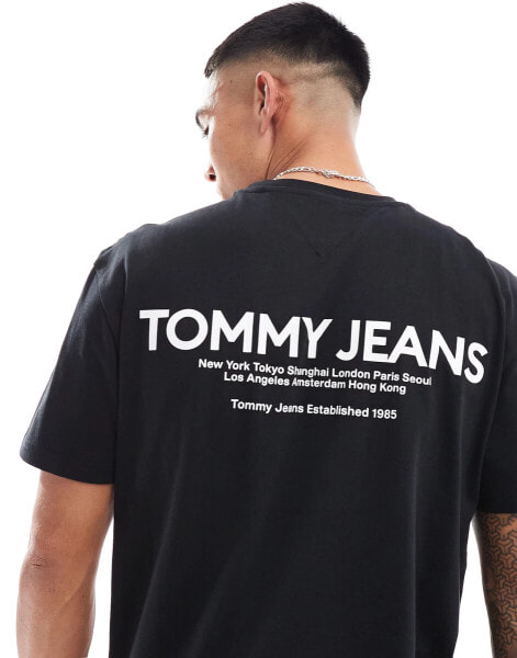 Tommy Jeans classic linear back print t-shirt in black