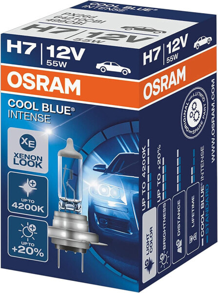 OSRAM COOL BLUE INTENSE H7, halogen-headlamp bulb, 64210CBI, 12V, folding carton box (1 piece)