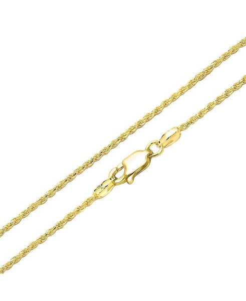 2MM 040 Gauge Strong 14K Gold Plated .925 Sterling Silver Rope Link Chain Necklace For Women Made In Italy 16 20 24 In