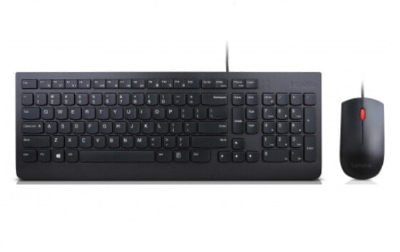 Lenovo Essential Wired Keyboard and Mouse Combo - Full-size (100%) - Wired - USB - QWERTY - Black - Mouse included
