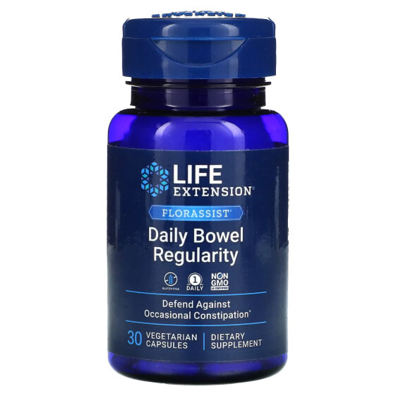 Витамины и БАДы для пищеварительной системы Life Extension Florassist, Daily Bowel Regularity, 30 Вегетарианских Капсул