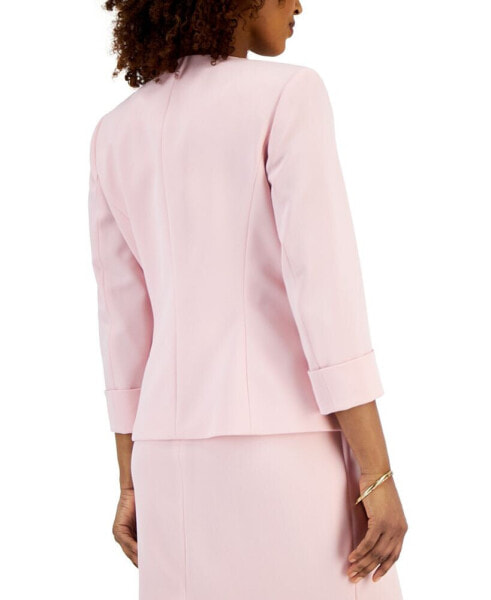 Petite Stretch-Crepe Collarless Open-Front Jacket