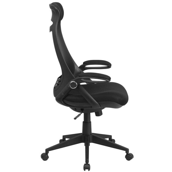 High Back Black Mesh Executive Swivel Chair With Flip-Up Arms