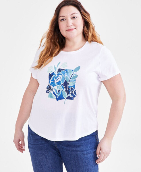 Блузка Graphic Print T-Shirt Style & Co plus Size, созданная для Macy's.