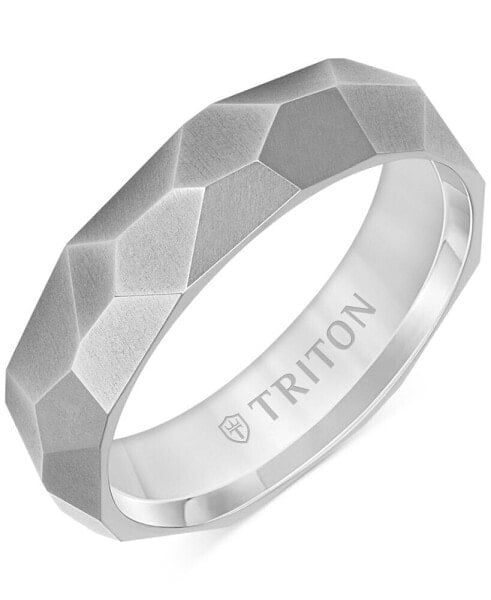 Men's Faceted Brush Finish Wedding Band in Titanium