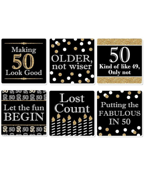 Adult 50th Birthday - Gold - Funny Party Decorations - Drink Coasters - Set of 6