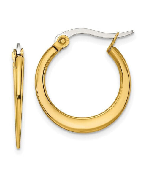 Stainless Steel Polished Yellow plated Tapered Hoop Earrings