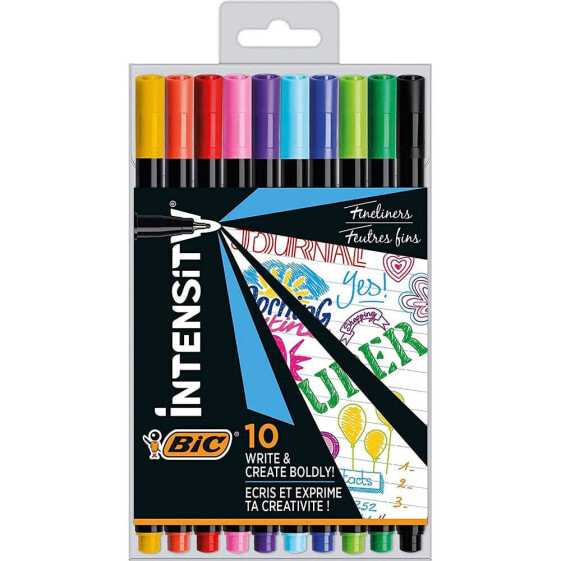 BIC Bag Of 10 Intensity Fine Tip Coloured Markers