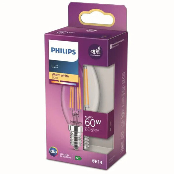 Philips LED-Lampe quivalent 60W E14 Warmwei Nicht dimmbar, Glas