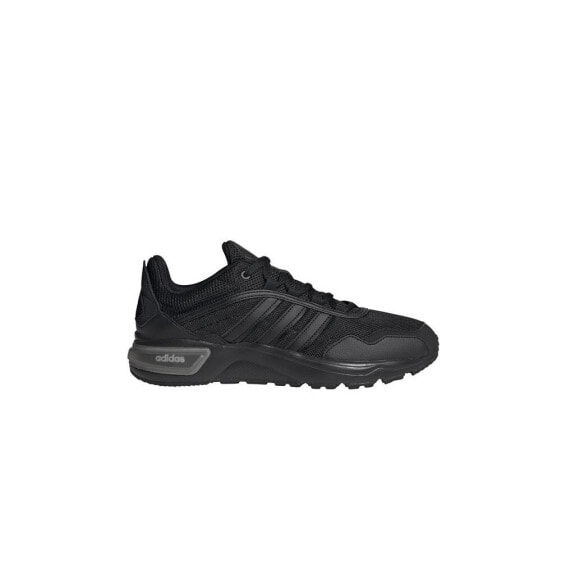 Мужские кроссовки спортивные для бега черные текстильные на высокой подошве Adidas 9TIS Runner