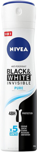 Deo Spray Antitranspirant - NIVEA Black & White Invisible Pure Fashion Edition 48H Protection 150 ml