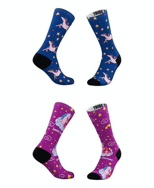 Men's and Women's Dreamy Unicorn Socks, Set of 2
