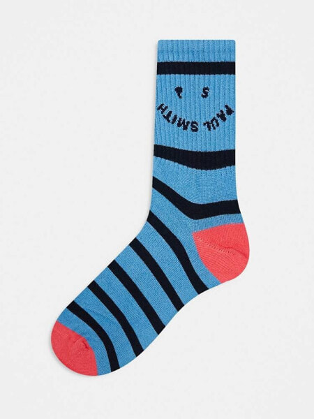 Paul Smith stripey sock in blue and black stripe