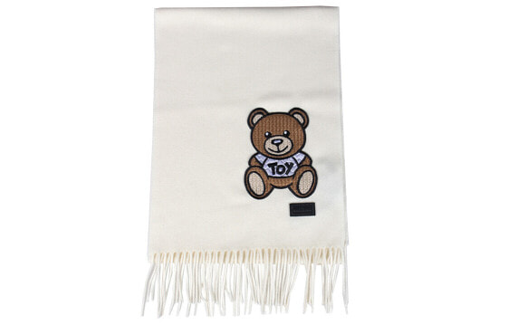Шарф Moschino Bear Embroidery Woolen Scarf - White