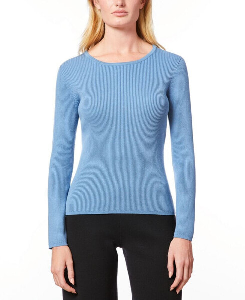 Women's Ribbed Scoop-Neck Sweater, Regular & Petites