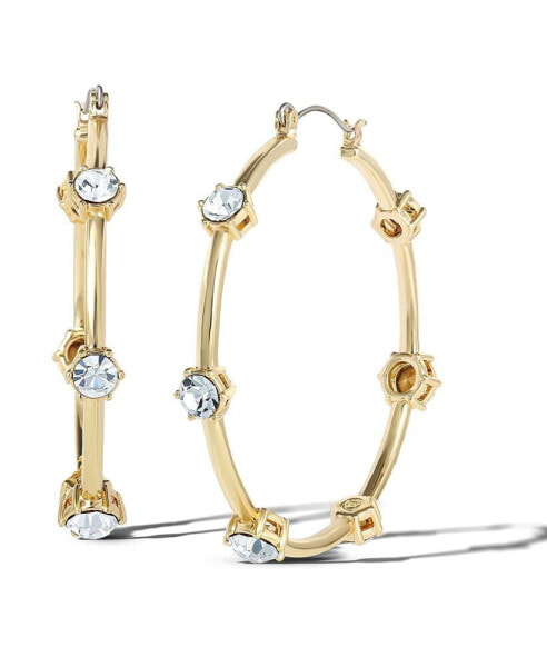 Womens Drop and Hoop Earrings - Gold-Tone Earrings with Crystal Embellishments