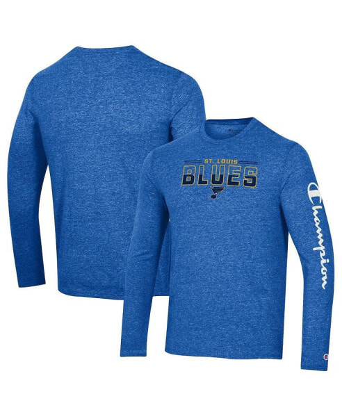 Men's Heather Royal St. Louis Blues Tri-Blend Long Sleeve T-shirt