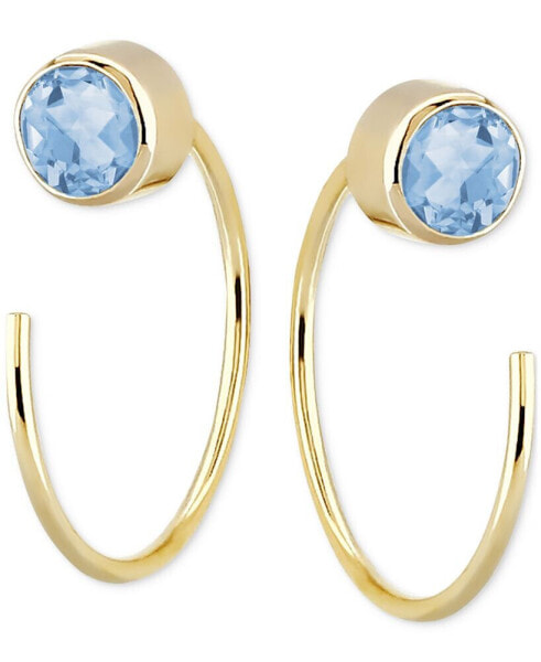 Garnet Bezel Threader Earrings (5/8 ct. t.w.) in 14k Gold (Also in Sky Blue Topaz, Cubic Zirconia, Smoky Quartz, & Peridot)