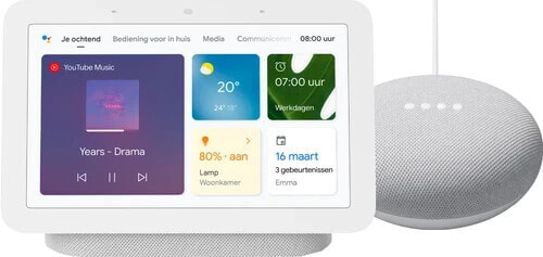 Google Nest Hub 2 Chalk + Google Nest Mini