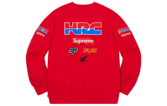 Supreme FW19 Week 6 x Honda x Fox Racing Crewneck 联名款 圆领套头卫衣 男女同款 红色 送礼推荐 / Худи Supreme FW19 Week SUP-FW19-593