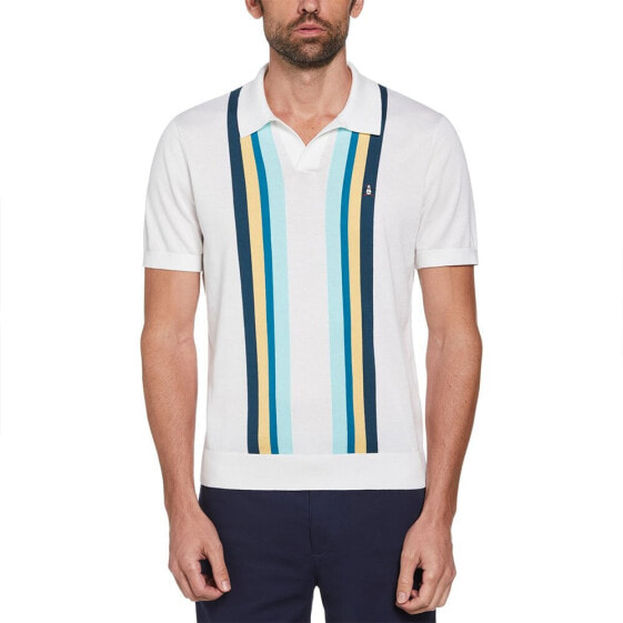 ORIGINAL PENGUIN Text Vertical Stripe short sleeve polo