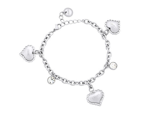 Steel bracelet with hearts and crystals Linea Sacred LJ1524