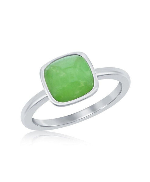 Sterling Silver 8mm Cushion Jade Ring