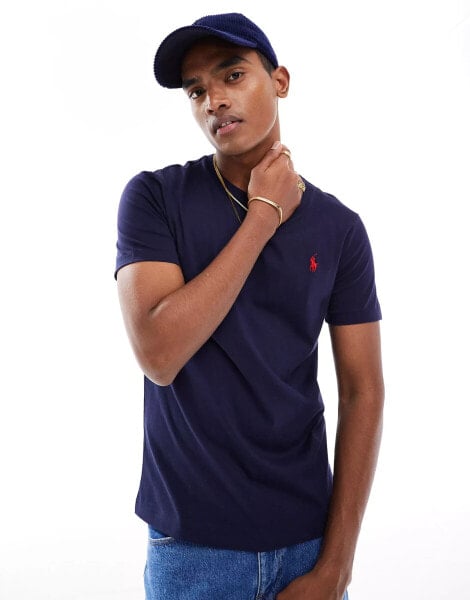 Polo Ralph Lauren slim fit t-shirt with crew neck in navy