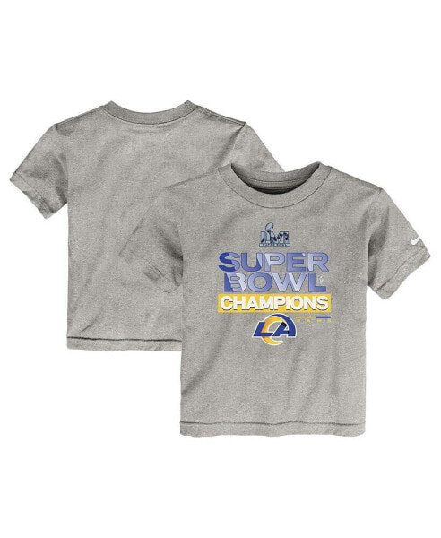 Toddler Girls and Boys Heather Gray Los Angeles Rams Super Bowl LVI Champions Locker Room Trophy Collection T-shirt