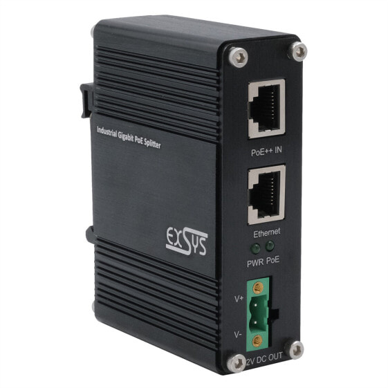 Exsys Industrie Ethernt PoE++ Splitter 802.3at 12VDC/36W 10/100/1000Mbps - Switch - 1 Gbps