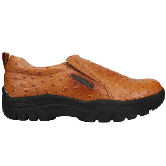 Roper Faux Ostrich Performance Slip On Mens Brown Casual Shoes 09-020-0601-8350