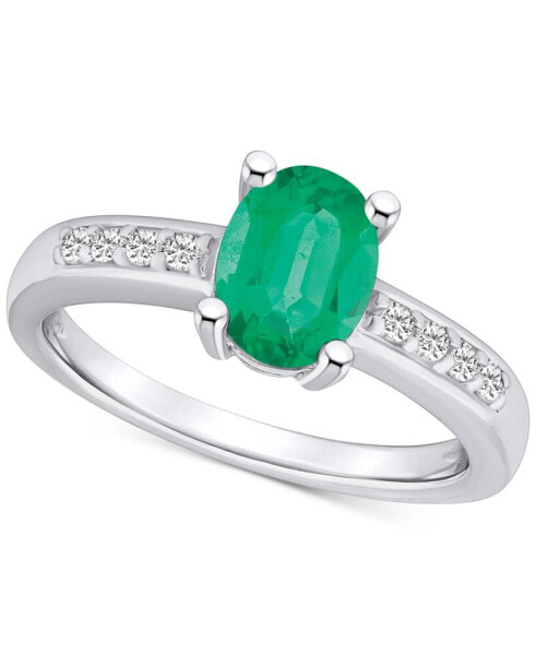 Emerald (1-1/5 ct. t.w.) & Diamond (1/8 ct. t.w.) Ring in 14k Gold