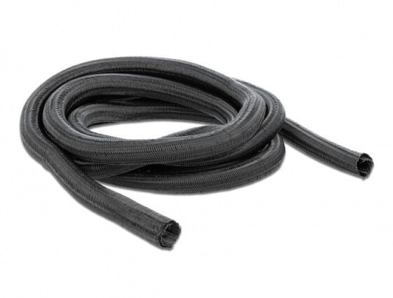 Delock Braided Sleeving self-closing 10 m x 13 mm black, Braided sleeving, Polyester, Black, 1 pc(s)