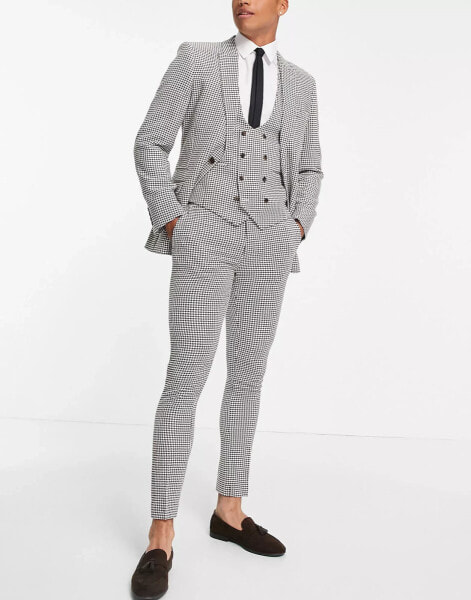 ASOS DESIGN super skinny suit trousers in brown dogstooth