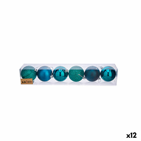 Ёлочные шарики Krist+ Набор новогодних синих шаров пластиковых Ø 7 см (12 штук)