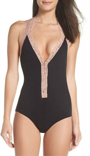 Топ Free People Lace Trim Bodysuit Black XS