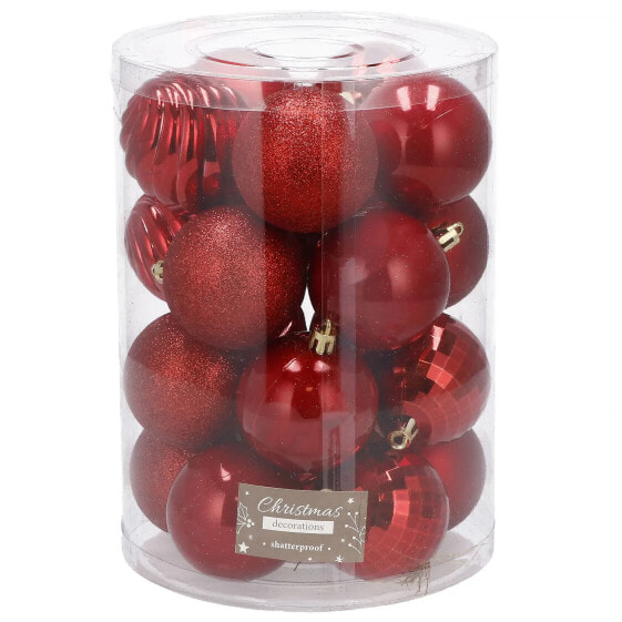 Товары для праздников SPRINGOS Набор из 20 шариков для елки, бесшумные, из пластика, диаметр 6 см, красные